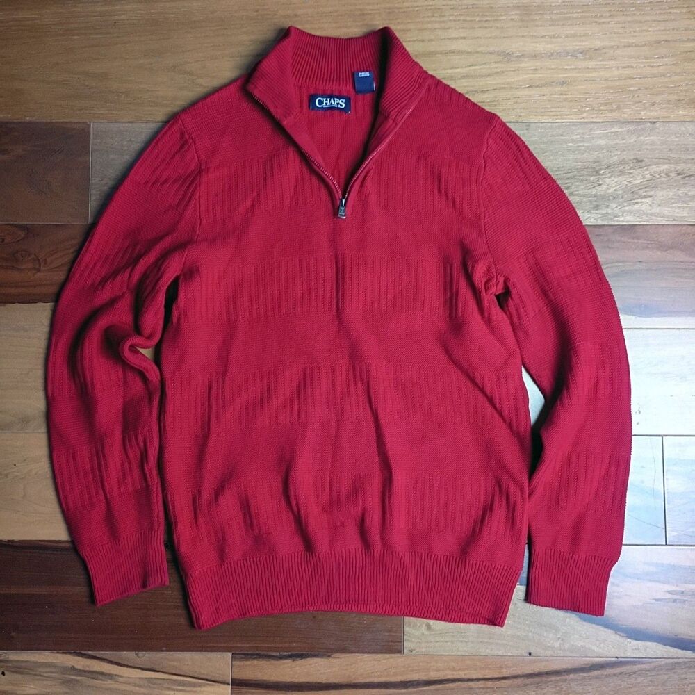 Chaps Red 1/4 Zip Pullover Sweater Size M